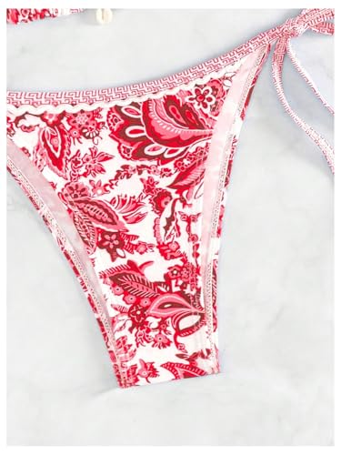 Image of BYFINECANY Women's Floral Printed Bathing Suit Halter Paisley Summer Swimsuit Bikinis Set
