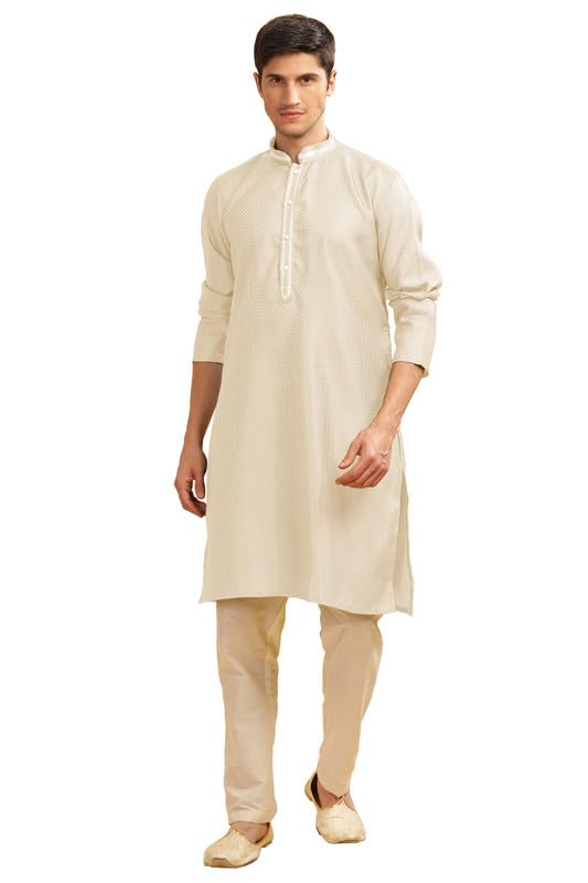 Image of BE ACTIVE Cotton Jacquard Blend Kurta for Men | Traditional and Elegant Design | Full Sleeve Kurta