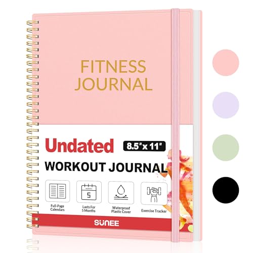 Fitness Journal Workout Planner, A4(8.5" x 11") Workout Journal & Log Book for Men & Women, Undated Fitness Workout Planner for Gym Essentials & Home Workouts, Track Progress & Achieve Goals, Pink