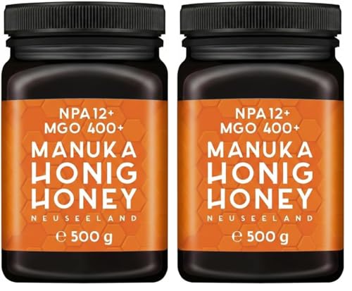 MELPURA Manuka Honig MGO 400+ 500g aus Neuseeland mit zertifiziertem, natürlichem Methylglyoxal-Gehalt – Laborgeprüft, verifizierte Herkunft, fairer Handel direkt vom Erzeuger (Packung mit 2)