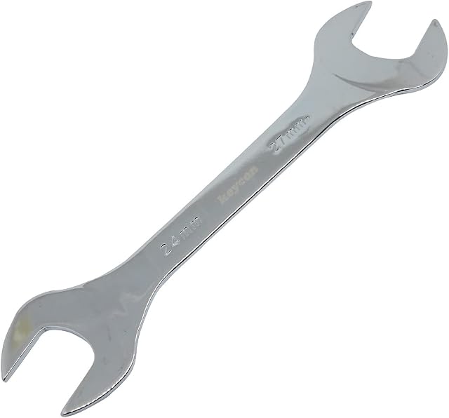 ExcInter Open Ended Spanner, 24x27mm Double End Silver Wrench 3mm Ultra Thin Repairing Tool for Use Under Narrow Space Conditions(1 PCS)