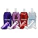 Collapsible Reusable Water Bottle with Carabiner Clip by Activiva - Light Weight Leak Proof Foldable Drinking Water Bottle - Non-Toxic BPA Free - 16.9 oz - Broad 4 Pc Pack (Purple, Pink, Red, Clear)