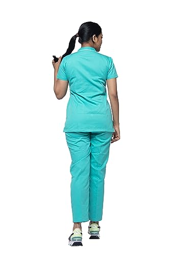 Image of UNIFORM CRAFT - Polyester Cotton Twill Nurse Uniforms - Ideal for Nurse Uniforms for Women | Clinic Uniforms | Scrub Suit for Nurses | Hospital Uniform, NT11 Light Teal XL