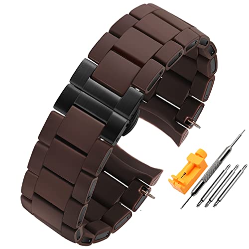 Bracelet montre caoutchouc Armani AR5905 en silicone et boucle or rose élégante