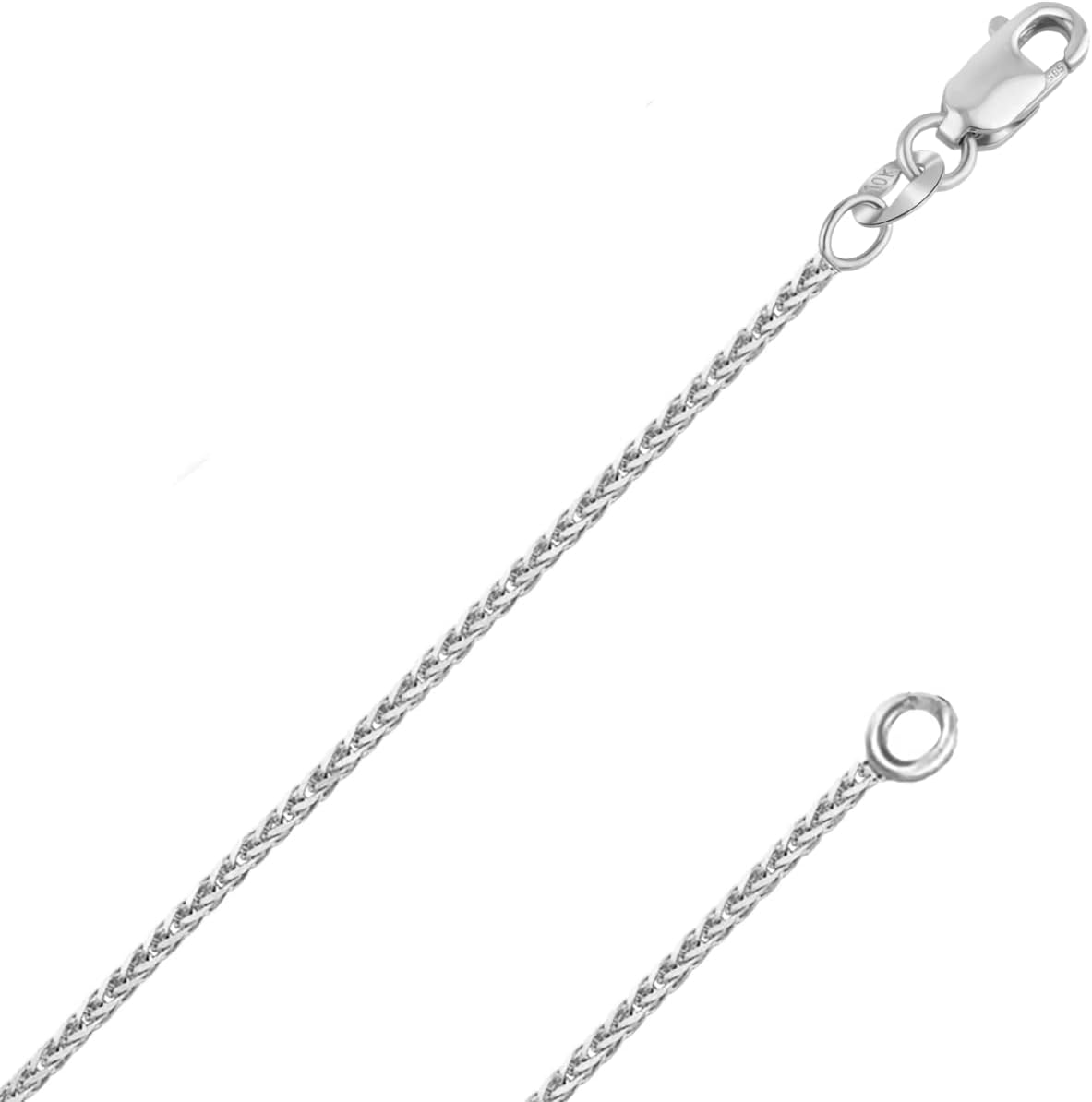 ITALIAN FASHIONS REAL Solid 14K or 10K Yellow or White Gold 0.80mm - 1.3mm Diamond Cut Braided Square Wheat Spiga or Franco Spiga Chain Necklace with Lobster Claw Clasp | Multiple Lengths Available | Men Women | MADE IN ITALY