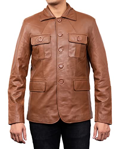 Image of Jild Lambskin Leather Jacket Men Casual Coat - Notched Collar Classic Bond's Style Ultimate Leather Blazer for Men