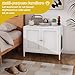 Aobabo Cat Litter Box Enclosure, Metal Cat Washroom Furniture with Barn Door, Pet House, Fit Most of Litter Box, White, Assembly Required