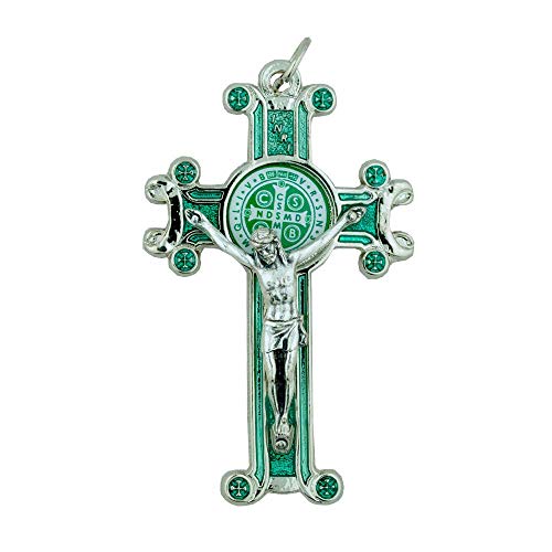Vatican Imports St. Benedict Crucifix With Cord And Booklet (Green) #TOP24