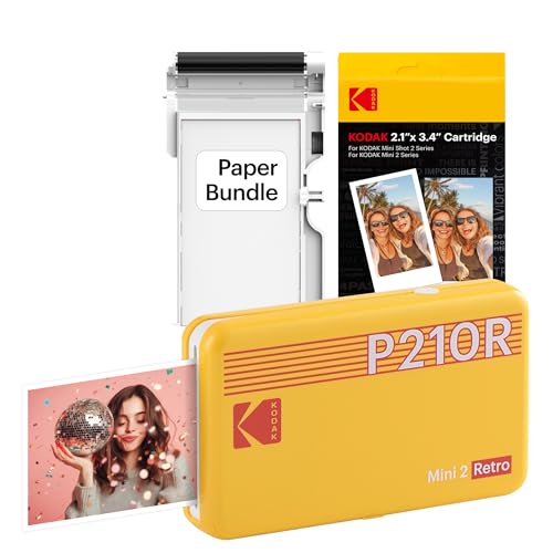 KODAK Mini 2 Retro Imprimante Photo Portable, 38 Feuilles, imprimante Bluetooth pour Smartphone iPhone et Android, Impressions Couleur instantanées,...