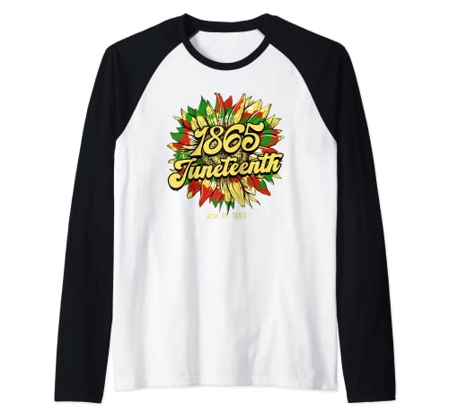 Sunflower Black African American June 19 Juneteenth 1865 Maglia con Maniche Raglan