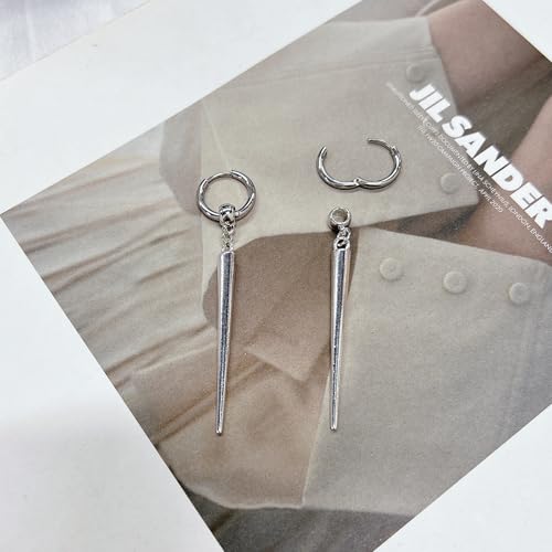 Gothic Spike Rivet Dangle Drop Hoop Statement Earrings for Women Men Silver Vintage Personalized Punk Long Geometric Triangle Cone Charms Goth Hip Hop Huggie Hoops Earring Jewelry Party4