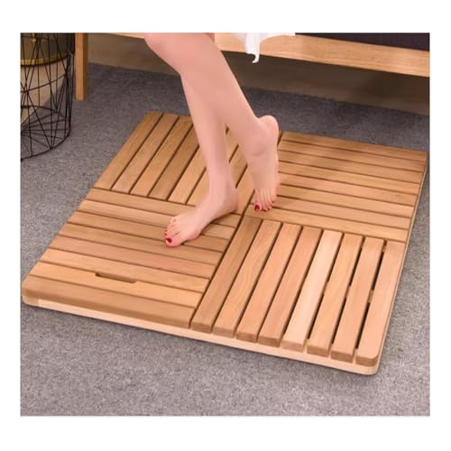 Wood Shower Mat,Bathroom Non-Slip Wooden Bath Mat, Wood Duck Board Rectangular Bath Mat,Bamboo Bath Mat, Non-Slip Outdoor Shower Mat, Spa, Sauna, Pool, Indoor Outdoor(B,W40xL70cm/W16xL28in)