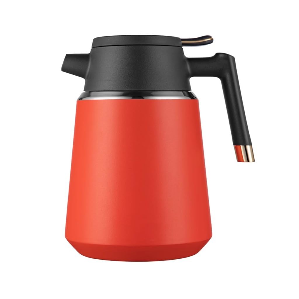LEIYTFE Bottiglia di caffè Caldo, Teiera Termica da 1,8 l Bollitore Domestico a Doppia Parete, Caffettiera a Doppia Parete isolata sottovuoto con Pulsante Superiore a Pressione(Red)