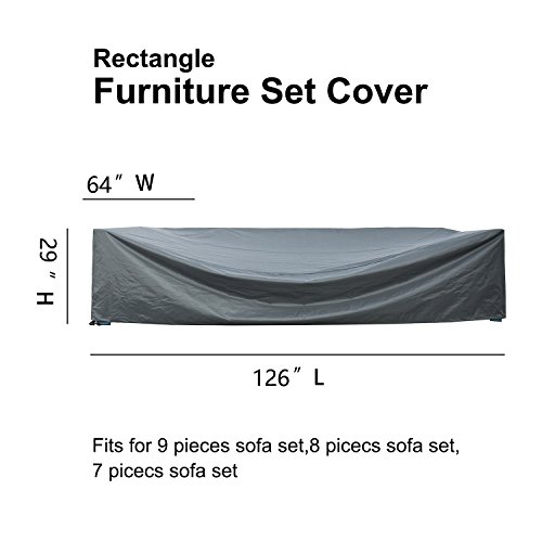 Patio Furniture Covers Waterproof Outdoor Furniture Set Covers Sectional Large Loveseat Covers Waterproof Heavy Duty 126 inches - Thumbnail 2