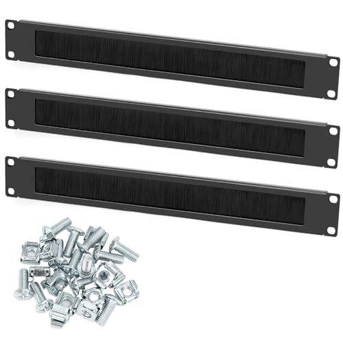 QWORK® Entrée de câble, Passe-câble avec Brosse, Ouverture de câble à Brosse pour Armoire Serveur 19