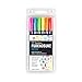 Tombow 56437 Fudenouske Neon Brush Pens, 6-Pack. Hard Tip Fudenosuke Brush Pens in Assorted Neon Colors for Calligraphy and Art Drawings