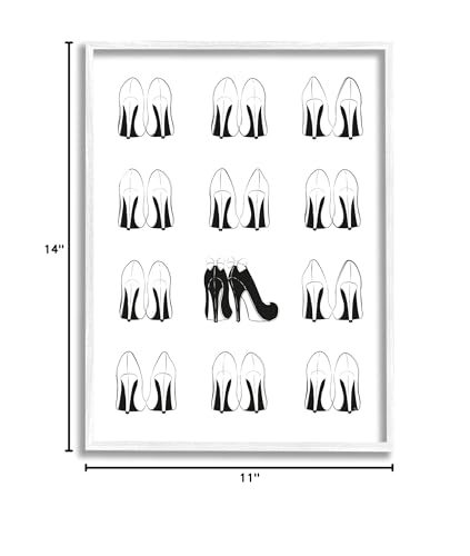 Image of 'Bold Bow Heels Standout Glam Fashion Shoes'| Framed Giclee Art | Stupell Industries | White, 11 x 14 Inches, Easy to Hang and Sturdy, Made in USA, by Martina Pavlova