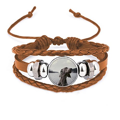 Bracelet en cuir avec image de chien gris pour garder son souvenir