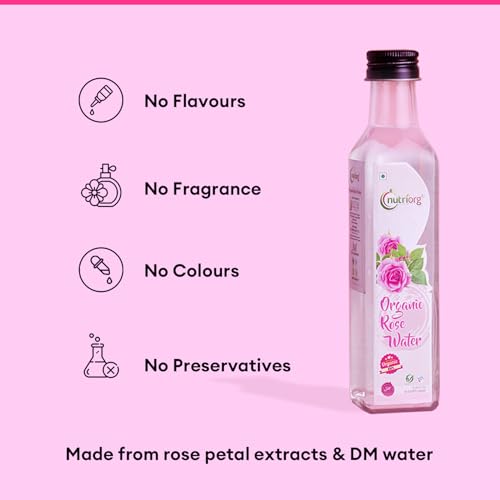 Image of Nutriorg Organic Extra Virgin Coconut Oil 250ml & Organic Rose Water 250ml, Good for Skin & Hair