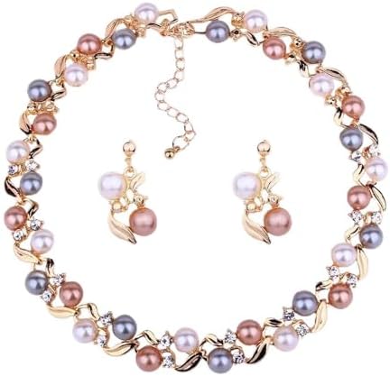 Shining Diva Fashion 18k Gold Plated Pearl Necklace Set/Jewellery Set with Fancy Earrings for Girls/Women