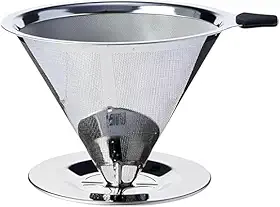 Coador de Café Inox Reutilizável Permanente – Filtro de Café Aço Inoxidável Sem Papel, Ecológico, Lavável, Malha Fina, Café Mais Puro e Sabor Intenso