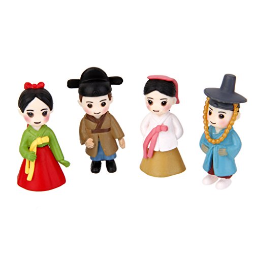 VANKOA Set of 4 Miniature Korean Lovers for Dollhouse Bonsai Crafts Fairy Garden Plant Pot Landscape Decor