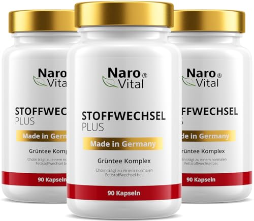 3er Pack Stoffwechsel Beschleunigen Abnehmen Komplex - Hochdosiert mit Grüntee, Grüner Kaffee, Bittermelone, Guarana, Cholin und Ingwer - 90 vegane Stoffwechsel Kapseln - Tabletten Diät Unterstützung
