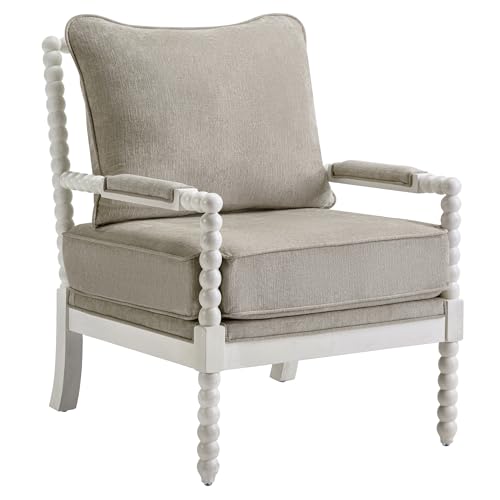 DUHOME Linen Fabric Spindle Accent Chair with Wood Frame,Spool Chairs with High Resilience Spring Cushion and Armrest Pads, Leisure Armchair for Living Room Bedroom Farmhouse Home Office Belcony - Image 3