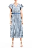 V-Neck Midi Dress Flutter Sleeves Elasticized Waist All-Over Geo Pattern Spring dresses in a light casual flowy fabric