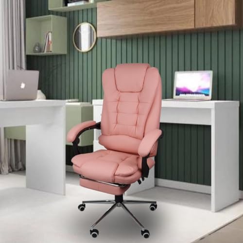 Cadeira De Escritorio Presidente Ergonomica Apoio Para Pés - Rosa