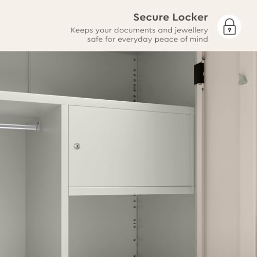 Image of Interio by Godrej Almirah Slimline XL 3 Door Steel Almirah, Cupboard for Clothes (Matte Warm Grey and Alpine White), 1 Year Warranty, Locker, 8 Shelves