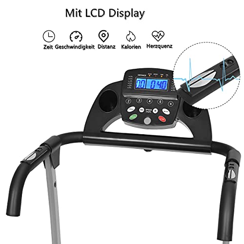 GYMAX Elektrisches Laufband mit 12 Programmen, Klappbares Fitnessgerät mit LCD Display, Getränkehalter & Ipad… – Bild 3
