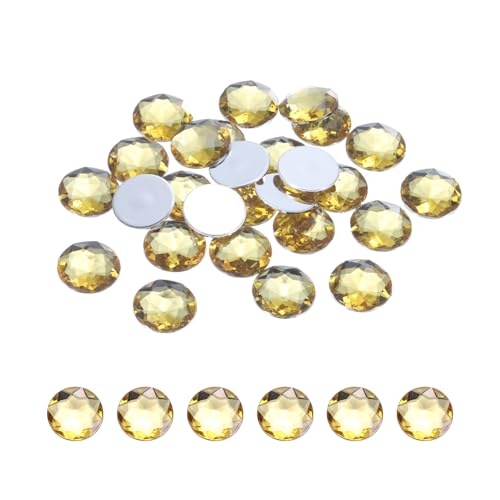 Image of MECCANIXITY Flat Back Round Acrylic Rhinestones,12mm Light Brown Flatback Crystal Rhinestones for Crafts Clothes Shoes DIY Decoration Gifts 50Pcs