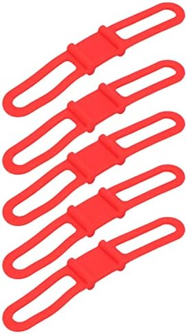 Keenso Bike Silicone Strap 5 Pack Universal Handlebar Mount Holder Silicone Bands for Flashlight Phone Pump Tool Kit 14 Cm Quick Install for Road Mountain Folding Bikes (Red) — view 5