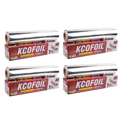 Image of Aluminium Foil Roll -1Kg | ISI Certified | 18 Micron Thickness Food-Grade Silver Foil Paper for Lunch & Tiffin | Multipurpose Kitchen Wrap for Cooking, Baking, Grilling & Food Storage | Pack of-4