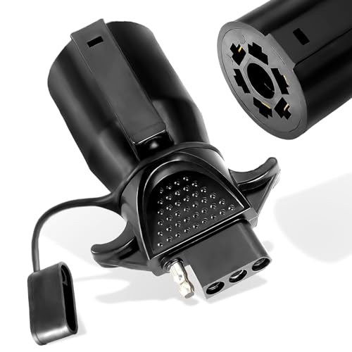 Agrieyes Premium 7 Pin to 4 Pin Trailer Adapter 7 Way Blade to 4 Way Flat Trailer Plug Waterproof Connector for RV Truck Caravan Utility Tow Vehicles