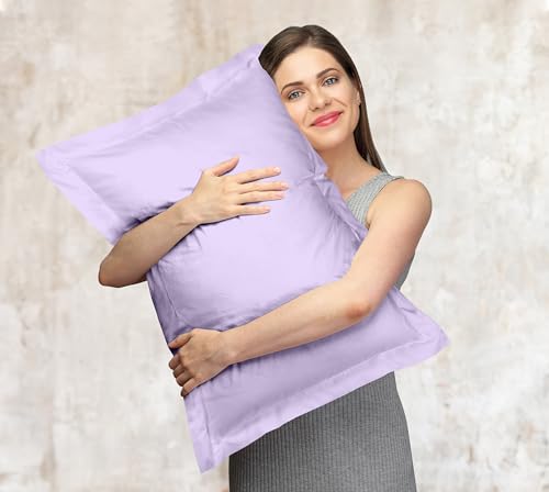 Image of Royale Linens Pillow Shams 2 Pack Standard Size 20x26 Inch - 1800 Microfiber - Bed Pillow Shams, Wrinkle Resistant Super Soft and Cozy - Back Overlap Closure - Oxford Pillowcase (Standard, Lavender)