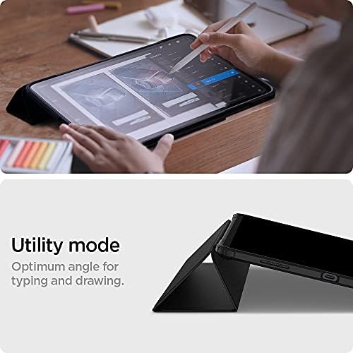 Spigen Ultra Hybrid Pro Case Compatible with iPad Pro 12.9 Inch 6th Generation (2022) and iPad Pro 12.9 Inch 5th Generation (2021) with Pencil Holder / Auto/Sleep Wake Function / TriFold Stand - Black