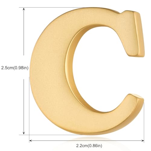 Image of HONEY BEAR Mens Womens Initial Alphabet Letter Lapel Pins Collar Badge Brooches for Business Wedding Graduation Gift Matte Gold 0.59 inches