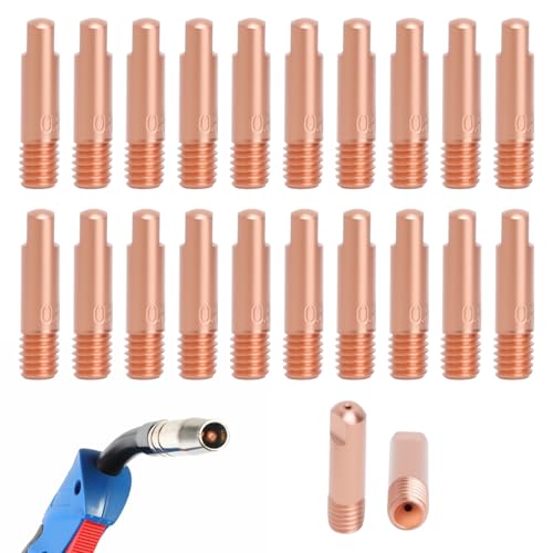 VOSSOT 20pcs Pointe de Contact 0.8mm Soudure Pointe de Tube Buses de Soudage MIG MB15AK Buse de Gaz Contact de Torche de Soudure Buse de Soudage 0.8 pour 15AK MIG/MAG Torche de Soudage Consommables