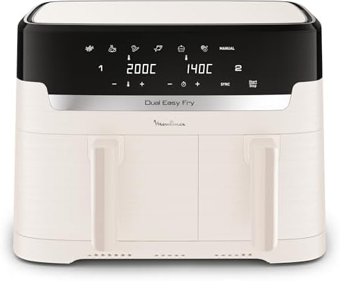 Moulinex Easy fry Collection Ivoire, 8L, Jusqu'à 8 personnes, 6 Programmes intuitifs, Air Fryer, Repas complet, synchronisation, Économie d'énergie, Application dédiée, EZ901AF0