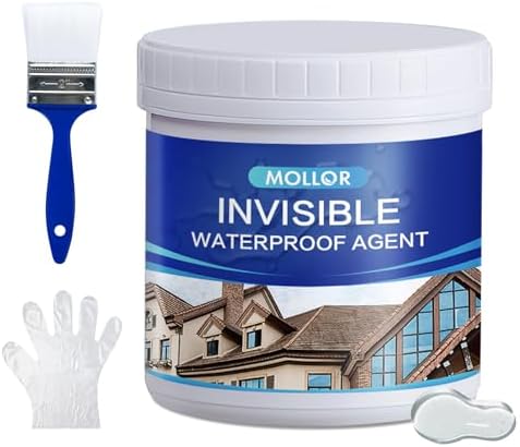 Mollor Transparent Waterproof Adhesive, 17.5oz Leak Invisible Waterproof Sealant for Roofs, Walls, Bathroom, Shower, Window Sills, Indoor & Outdoor Water Proof Paint