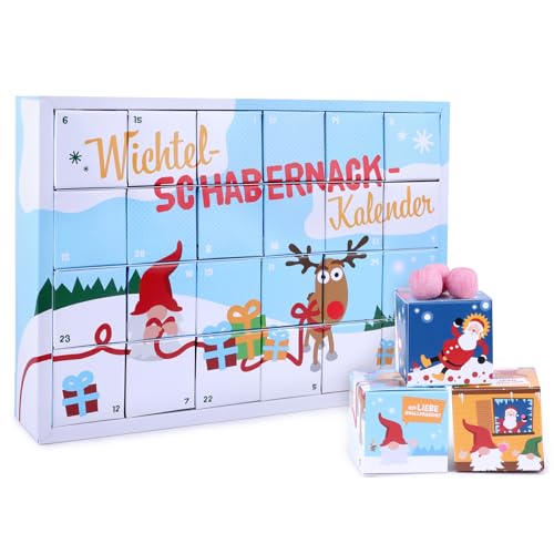 Lustiger Wichtel Adventskalender 2025 Weihnachtskalender für Kinder & Erwachsene mit 24 liebevoll illustrierten Würfeln fröhlichen Wichtel-Motiven spaßigen Süßigkeiten & süßen Überraschungen
