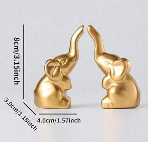 Image of VRB Dec 1 Set for Statue Study Office Desk Decor Showpiece Gift Decoration Accessories Items Decorative Showpeice for Home ((2 Pcs Golden Elephant))