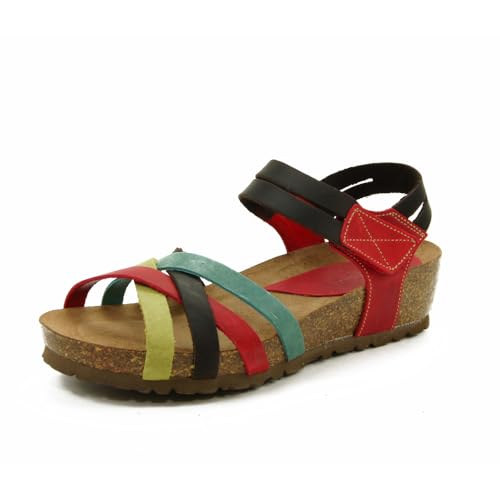 INTER-BIOS Sandalia Cuña Multicolor, Modelo 5338. - 39