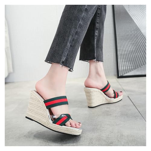 Women's sandals straw wedge heels3