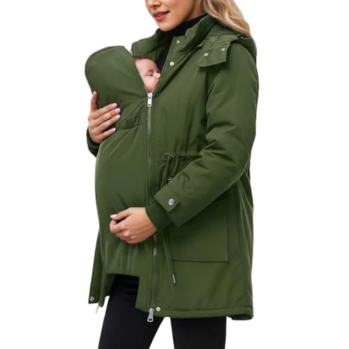 Genérico Chaqueta de Maternidad Moda Premamá Invierno 3 En 1 Abrigo de Maternidad Abrigo de Invierno de Embarazo con Inserto Chaqueta Portadora Mujer