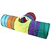 huiingwen Tunnel de jeu pour chat en forme de T à 3 voies, tube pliable couleur arc-en-ciel avec balle de jeu, jouet pour chaton, chiot, exercice de cachette, entraînement