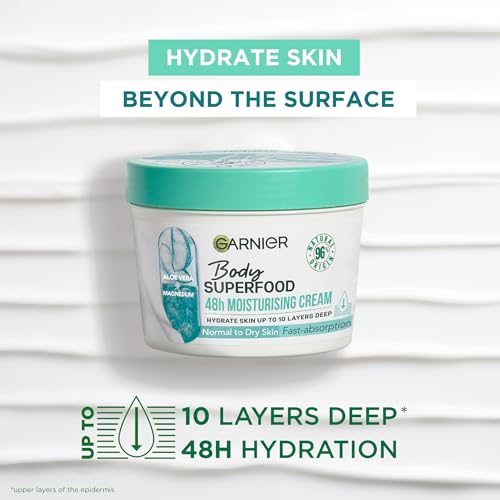 Garnier Body Superfood, Moisturising & Soothing Body Cream, With Aloe Vera & Magnesium, Body Cream for Normal to Dry Skin, Vegan Formula, 380ml - Image 3