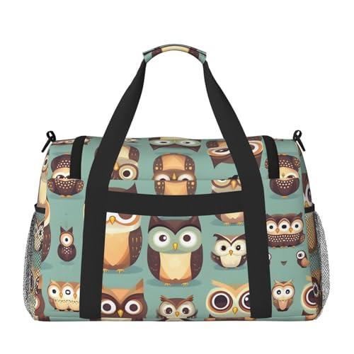 Animal Cartoon Owls Cute print Weekender Overnight Carry On Bag Gym Luggage Bag Duffel Bag for Travel Women2